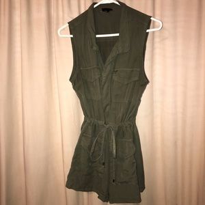 Olive Green Top with Waist Scrunch-Tie